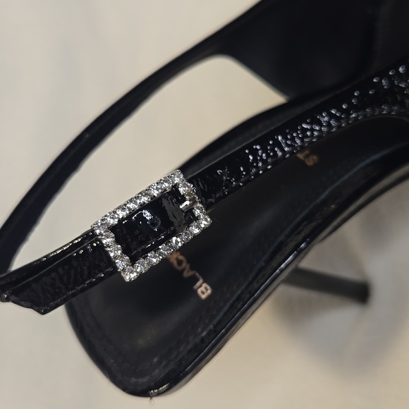 Black Suede Studio Black Piaz 100 Patent Leather Slingback Pump US 5.5 EU 35.5 - Picture 6 of 11